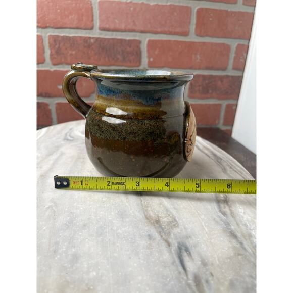 Artist Signed Studio Pottery Prudhoe Bay Alaska Mug Map Graphic Stoneware Vtg - Picture 3 of 7